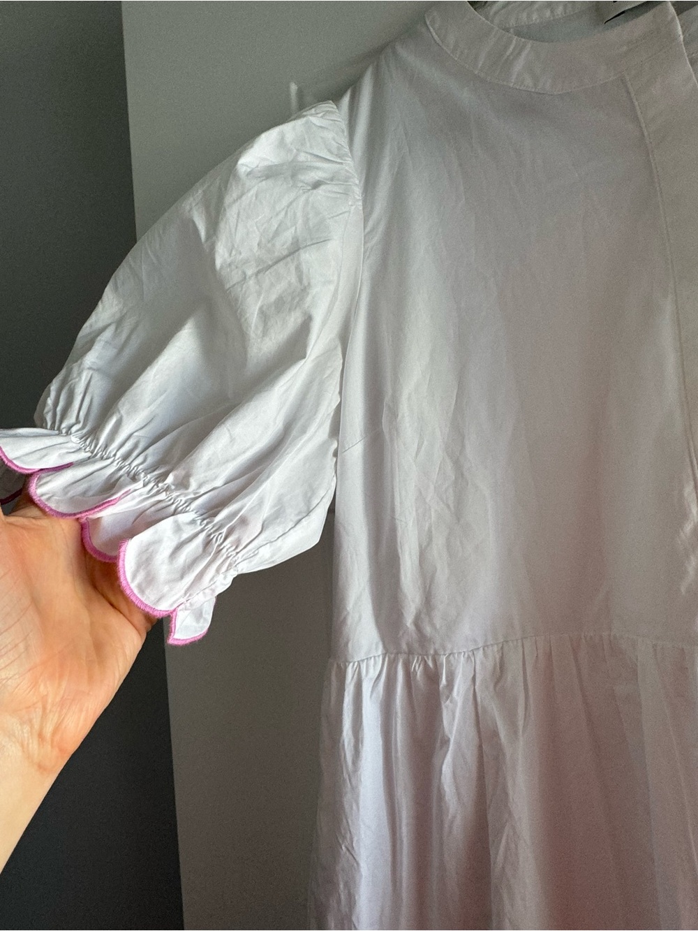 English Factory White Tiered Midi Dress with Multicolor Scallop Trim - Picture 6 of 7